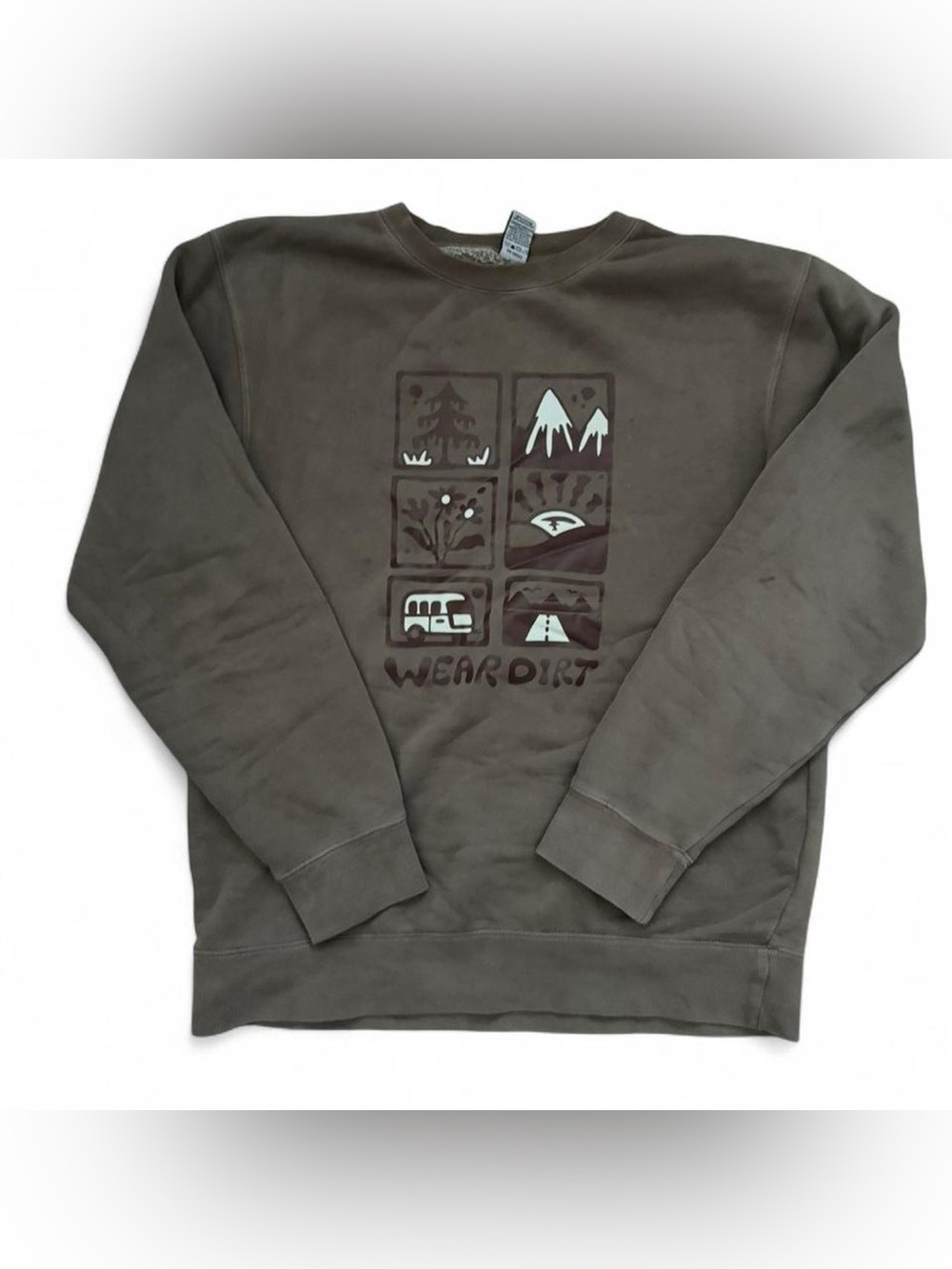 Brown Graphic ‘Wear Dirt’ Crewneck